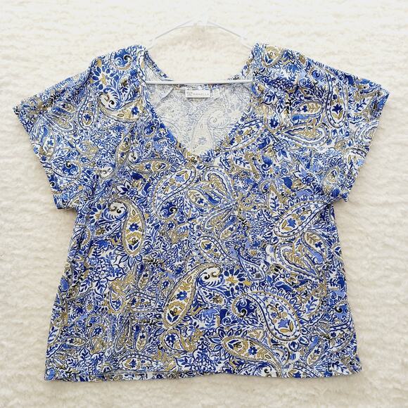 T-Shirt Size XXL Paisley Retro Mod Whimsycore Artsy Coastal Grandma Retro Y2K - Picture 1 of 11